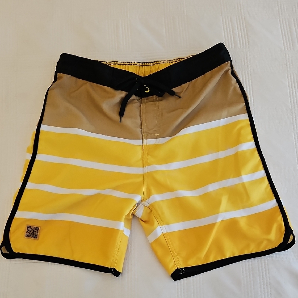 Yellow and Tan Men's Swim Trunks